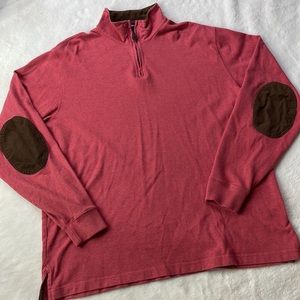 Lands End 3/4 zip lightweight sweatshirt pullover with courderoy elbow patches